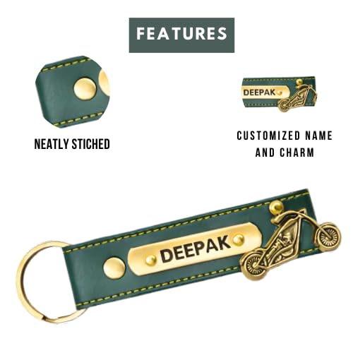 Image of Personalized Leather Keychain | Customised Leather Keychain for Men & Women | Added with Name & Charm