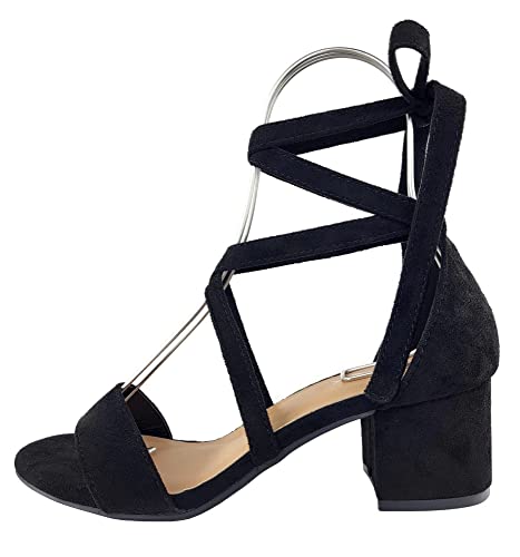 Wrap Around Comfort Low Block Heel Sandals Open Toe Strappy Tie Up3