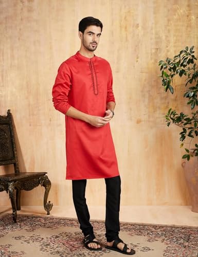 Image of Amazon Brand - Symbol Men Festive Embellished Long Kurta (Regular Fit)