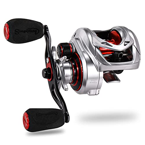 Sougayilang Baitcasting Reel &ndash; Lightweight Graphite Frame &ndash; 9 + 1 Anti-Reverse Ball Bearings, 8.0:1 High-Speed Gear Ratio Fishing Reel-Right Handle