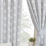 Elegantes cortinas con temática de estrellas. Totalmente forrado