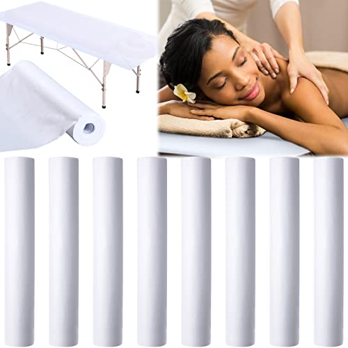 8 Rolls Disposable Sheets Disposable Massage Table Sheets 50 Pcs Per Roll 31.5" x 71" Non Woven Massage Bed Covers Waterproof Oilproof Bed Sheets for Massage Spa Treatment Tattoo and Exam Table
