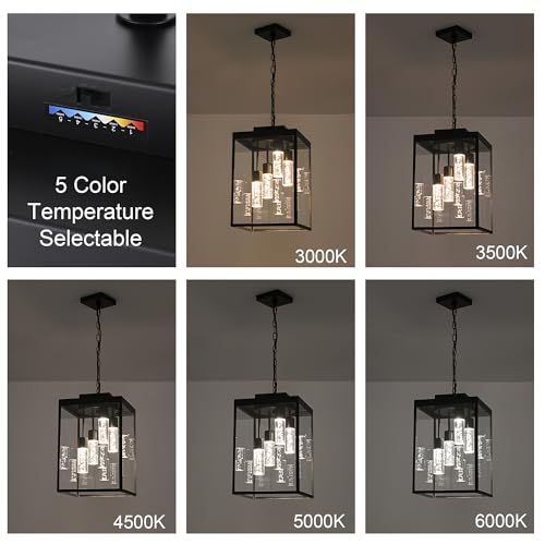 MELUCEE Outdoor Chandelier 15.7'' LED Pendant Light for Porch, 4-Light Exterior Ceiling Lights Hanging Lantern, 5CCT Large Outdoor Pendant Light Built-in LED Chips for Porch Garage Gazebo Patio - Image 4