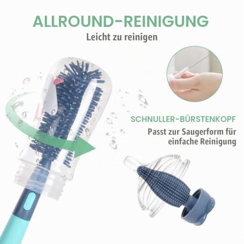 Vicloon Baby Flaschenbürste Set, 3 in 1 Silikon Babyflaschenbürste für Babyflaschenbürste und Sauger, BPA-frei… – Ansicht 3