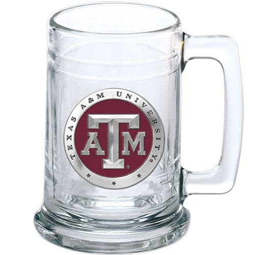 Heritage Pewter Texas A&M Stein Glass | 15 Ounce German-Style Beer Glass | Intricately Crafted Metal Pewter Alma Mater Inlay #TOP7