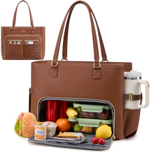 Image of LOVEVOOK Work Bag with Lunch Compartment, 15.6-Inch Teacher Tote for Women