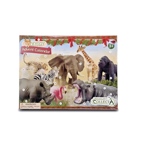 Calendrier de l'Avent Collecta avec 24 mini figurines animaux sauvages et 6 cartes AR