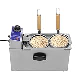 2 Holes Noodle Cooking Machine, 110V 1200W Commercial Pasta Cooker Electric Noodle Cooker with 2 Baskets, Stainless Steel Blade Noodle Dumpling Maker for Home Restaurant and Shop
