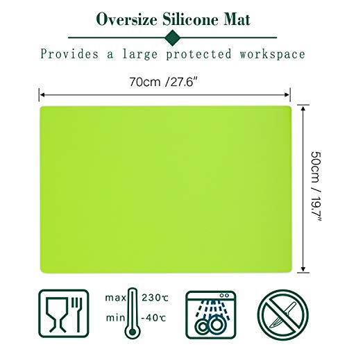 Oversize Silicone Craft Mat, Gartful 27.6 x 19.7 inches Silicone Sheet Epoxy Resin Jewelry Casting Molds Multi-Purpose Table Mat, Placemat, Countertop Protector, Green