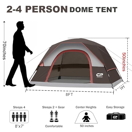 Image of CAMPROS CP Tents for Camping 2 /4 /6 Person, Waterproof Windproof Dome Tent