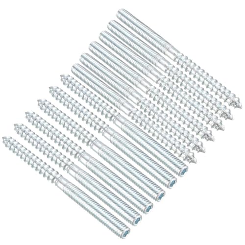 Image of TOP-VIGOR 12Pcs M6x80mm Double Headed Bolts Self Tapping Screw, Double Ended Dowel Screws, Screw Dowels Hanger, Threaded Lag Wood Screws and Machine Bolts for Wood Joint Furniture