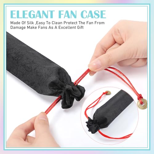 Image of Maitys Large Rave Fan Folding Handheld Fans 13'' Clap Fans for Line Dancing Clack Fan Holographic Festival Accessory for Martial Art Gift Performance, Includes 2 Pouch