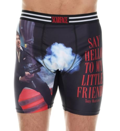 Scarface Mens Boxer Briefs - Breathable Stretch No Fly Mens Underwear Boxers with Contoured Pouch (Sizes: S-XL)