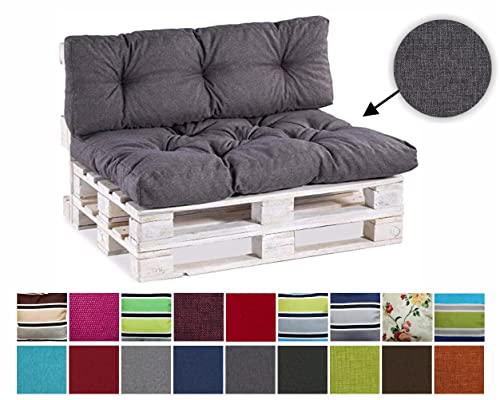 Gutekissen Palettenkissen, Gartensofakissen, Gesteppte Kissen gefüllt mit granuliertem Poulirette-Schaum, viele Farben und Größen PPI (Sitzkissen 120x80, gesteppt Anthrazit)