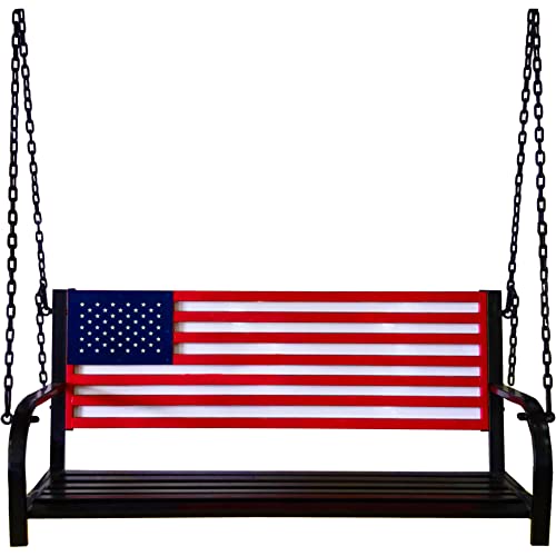 Backyard Expressions Patio · Home · Garden 908353-Nm Outdoor Porch Metal American Flag Patio Swing-Red, White And Blue-Backyard Expressions #TOP6