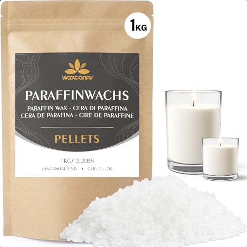 Cera per Candele Fai da Te 1KG/2KG/5KG/10KG - Paraffina per Candele di Alta Qualità, Facile da Usare, Melting Point 56-58°C - Perfetta anche per Paraffina Mani e Piedi(1kg)