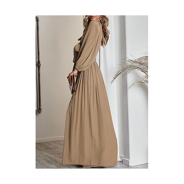 Dokotoo Two Piece Fall Outfits for Women High Waist Wide Leg Pants and Heart Neck Balloon Sleeve Smocked Crop Tops Soft Winter Lounge Set Comfy Tracksuit Palazzo Pants Sets L Khaki