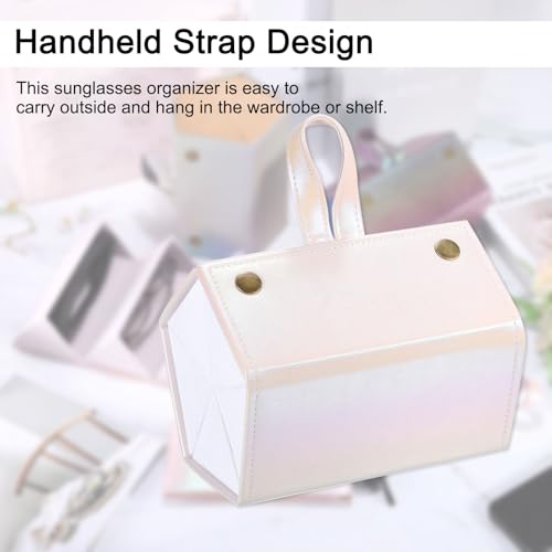 Image of PATIKIL Travel Sunglasses Organizer, 5 Slot Foldable Sunglasses Holder Leather Sunglass Storage Organizer with Pouch