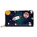 Produktbild JHGFG Mode Handtasche Reißverschluss Brieftasche Vektor-Illustration Raum Flacher Hintergrund Rakete Telefon Kupplung Geldbörse Abendkupplung Blockieren Leder Brieftasche Multi Card
