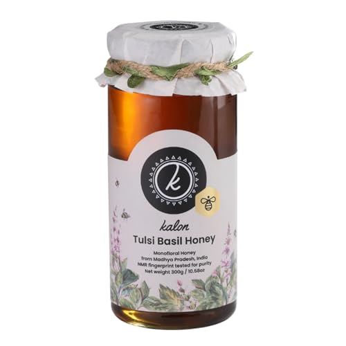 Image of KALON 100% Natural Tulsi Basil Honey | NMR Tested | No Added Sugar and Preservatives | Mild Herbal Flavour with Little Sweetness - 300 gm