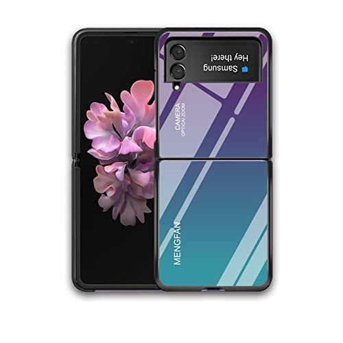 Housse de protection en verre trempé dur violet marine pour Samsung Galaxy Z Flip 4 3