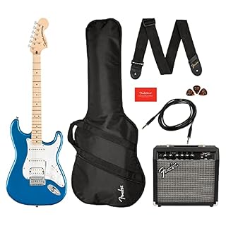 Affinity Stratocaster HSS Pack Maple Lake Placid Blue + Gig Bag + Ampli Frontman 15G - Les Beatles, Paul McCartney, John Lennon, RIngo Starr, George Harrison