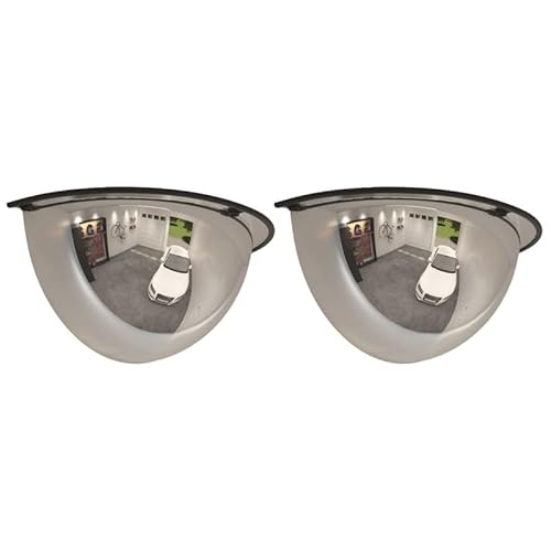 Lot de 2 miroirs de signalisation demi-dôme de 40 cm de diamètre en acrylique – Miroir de parking pour allées étroites et garages, résistant aux intempéries et incassable, idéal pour plus de sécurité