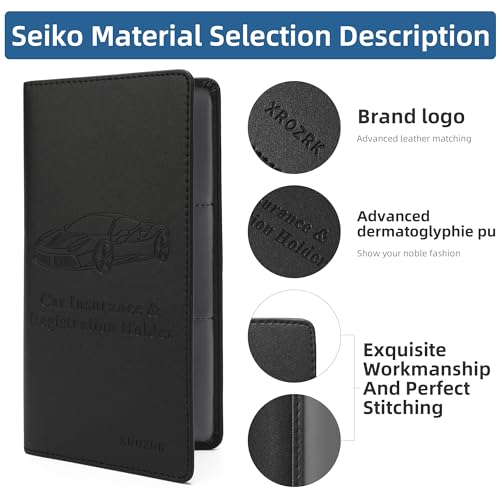 Image of Polyurethane, Leather Car Registration And Insurance Card Holder Document Wallet For Driver License & Other Essential Documents (Black)