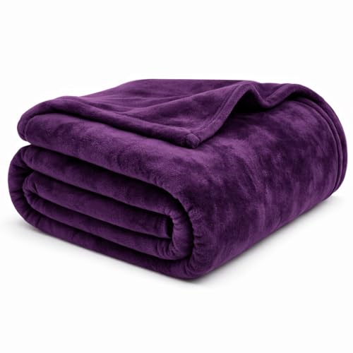 EGYPTO King Fleece Blanket 200cm x 240cm | Luxury Faux Fur Throws for Sofas | Anti-Allergy Cozy & Soft Throw | Versatile Plum Throw Blanket for Sofa & Bed