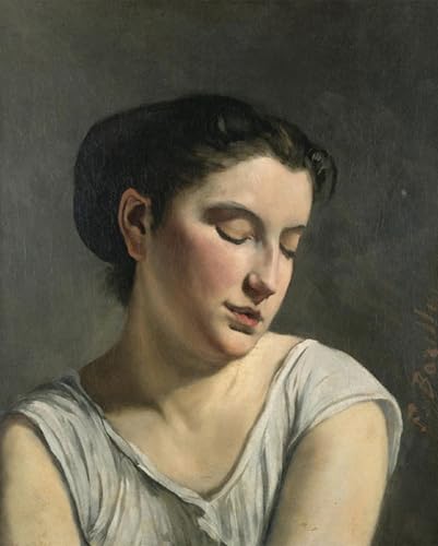 Cuadro en lienzo de Frederic Bazille Giovane donna con gli occhi abbassati para hogar, 60x90cm