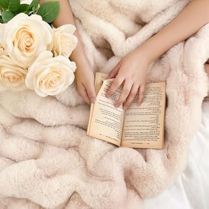 Tospass Kaninchen Decke Warme Sherpa Decke Kuscheldecke Flauschig Weich Dicke Sofadecke Wohndecke Tagesdecke Doppelgesicht Decke - 180x200cm Rosa – Bild 7