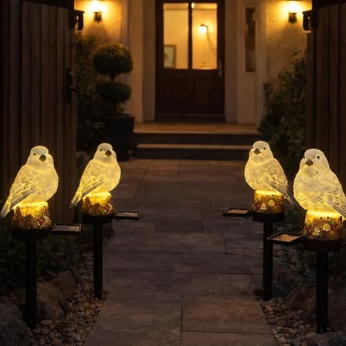 Image of JASIFS Bird Garden Solar Lights Outdoor Cute Bird LED Decorative Waterproof Garden Stake Lights, Lawn Lamp Light for Garden, Balcony, Patio, Yard Landscape Lighting