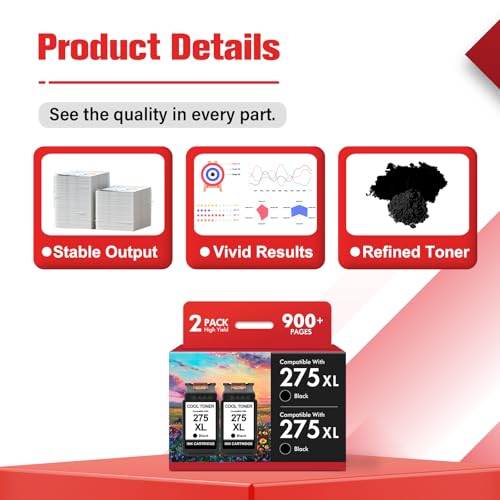 Image of 275 275XL PG-275 TR4720 TS3722 Black Ink Cartridge Replacement for Cannon PG 275 XL for Canon Printers PIXMA TR4720 TS3722 TS3700 TR4700 TS3522 TS3500 TS3520 TS3720 TR4722 (2 Pack, Black)