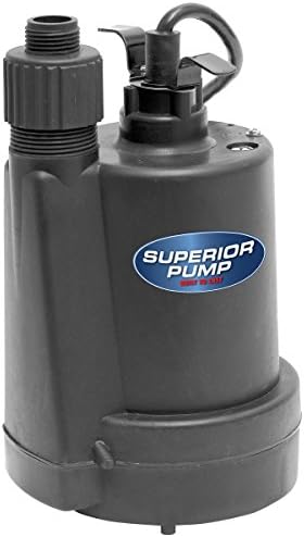 Superior Pump 91250 1/4 HP Thermoplastic Submersible Utility Pump with 10-Foot Cord (Renewed)