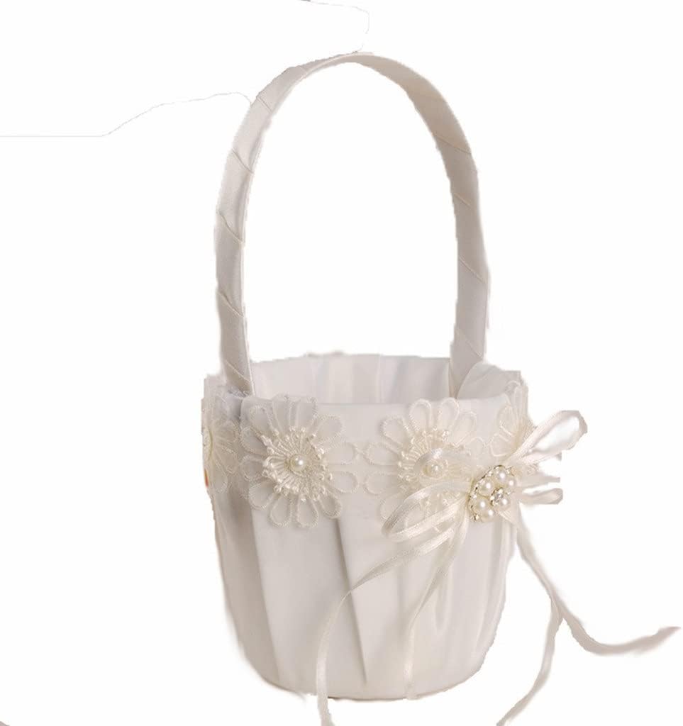 Wedding Small Flower Basket Fabric Storage Hand-woven Girl Sprinkles Pearl Supplies