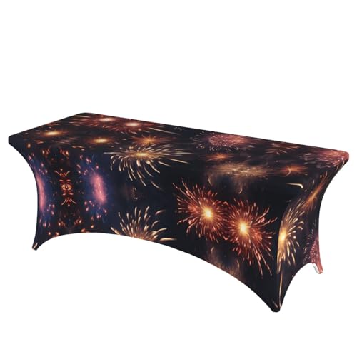 SKKNT Beautiful Fireworks Print Large Rectangular Table Cover Fits Oval Tables Table Cover for Parties Events