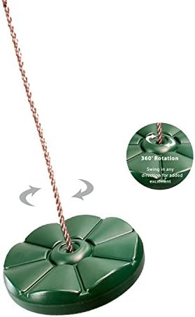 Garden Games Green Monkey Button Disc or Disk Swing Seat with Adjustable Silky Weatherproof Rope