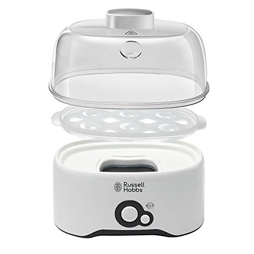 Russell Hobbs REG300-300 Watts Fully Automatic Egg Cooker with Egg Cooking Rack, 2 Poaching Pans and Measuring Cup (White) with 2 Years... - Image 4