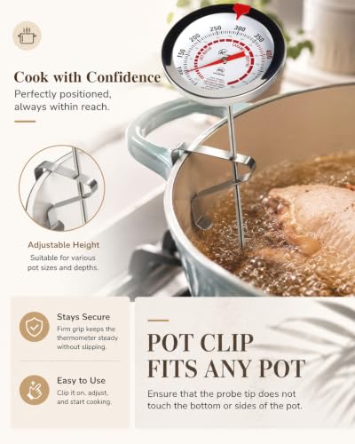 Image of Candy Thermometer with Pot Clip Deep Fry Oil Thermometer 12-Inch Probe 2PC
