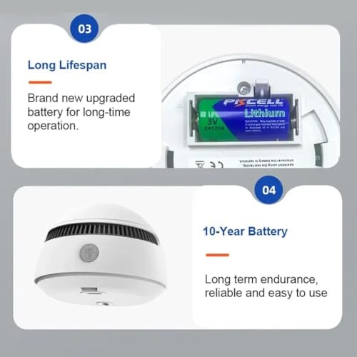 Image of amiciSmart WiFi Smoke Detector with Photoelectric Sensor | SmartLife App Fire Alarm Sensor | 85dB Loud Alert | Battery Operated | 10-Year Life | Remote Monitoring & Test Function