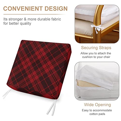 Tartan Red And Dark Pattern Sofa Couch Cushion Covers Washable Chair Seat Cushion Slipcovers Furniture Protector 64X64X10 #TOP2
