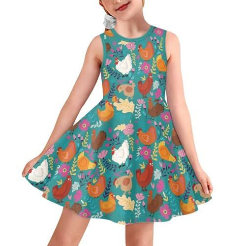 A-Line Flowy Dress for Girls Summer Outfits Sleeveless Dresses Casual Sundress