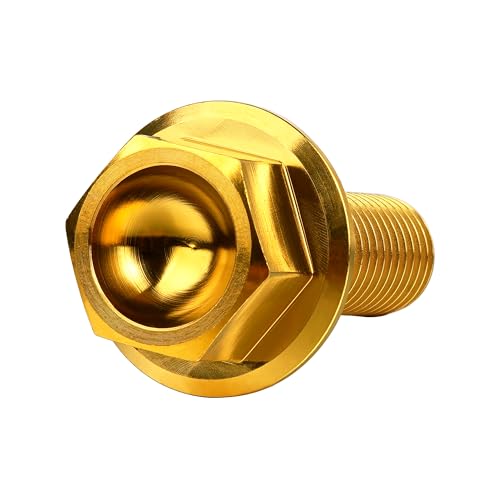 Image of Ti Screws M10 x 20 25 30 35 40 45 50 55 60 65 70 75 80 90 100mm 1.25 Pitch Titanium Flange Hex Bolt Pack of 4 (Gold, M10x35mm)