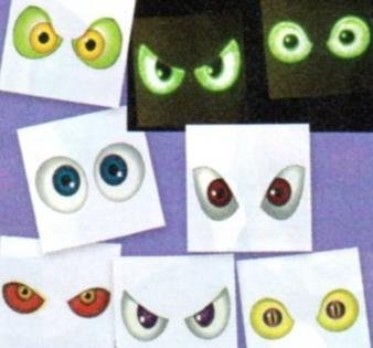 36 (3 Dozen) ~ Glow-in-the-dark Eyeball Tattoos ~ Temporary ~ Approx. 1.5 ~ New ~ Halloween by FX