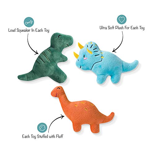 Fringe Studio Mini Plush Pet Toy Set With Squeaker, Having A Dinomite Time (289427), Multicolor #TOP1