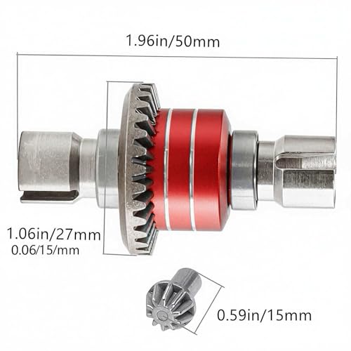Steel RC Front Rear Differential Diff Input Gear Set Upgrade Parts for Hyper go 1/16 H16BM H16PL H16DR H16207 16208 16209 16210 H16 1/14 14301 14302 14209 14210 Series（Red）. by RCJTCQX - Image 3