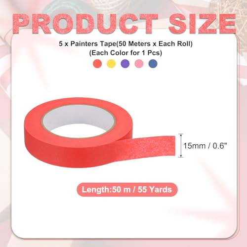Image of PATIKIL 1 Inch x 275 Yards Painters Tape, Adhesive Masking Tape Paint Tapes for Wall Painting DIY Artist Craft Arts Decoration Labeling, Multicolored