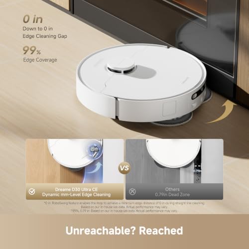 Image of DREAME D30 Ultra CE Robot Vacuum and Mop with Auto Dust Emptying, 25,000Pa Suction, 0.41in Mop Lifting, Multifunctional Base Station, Mop Self-Washing, Smart Obstacle Avoidance, White