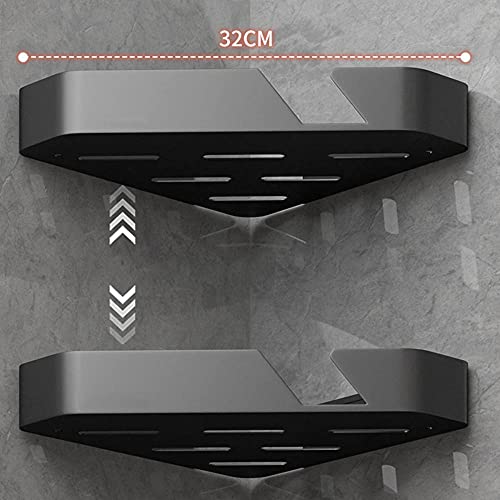 Estante de Ducha Estante de Ducha Adhesivo Estantes de Ducha de Esquina Sin perforación Espacio montado en la Pared Aluminio para Inodoro de baño-Black_A2 Tier