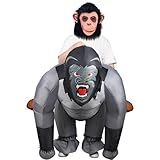 Joliyoou Halloween Funny Costume, Inflatable Ride-on Gorilla Costume Air Blown Fancy Pants for Adults Role Play Holiday Costume Party